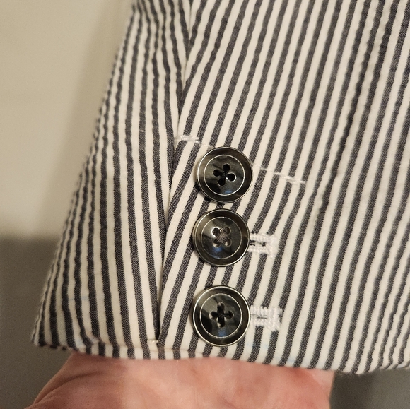 Banana Republic gray and cream women's double-breasted blazer size 12 - Picture 6 of 14